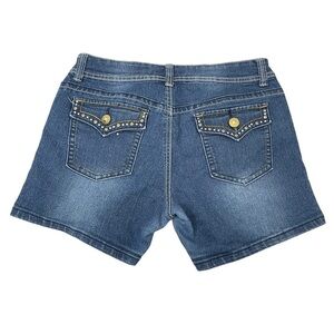 Southpole Embellished Pockets Women's Medium Wash Denim Jean Shorts Y2K